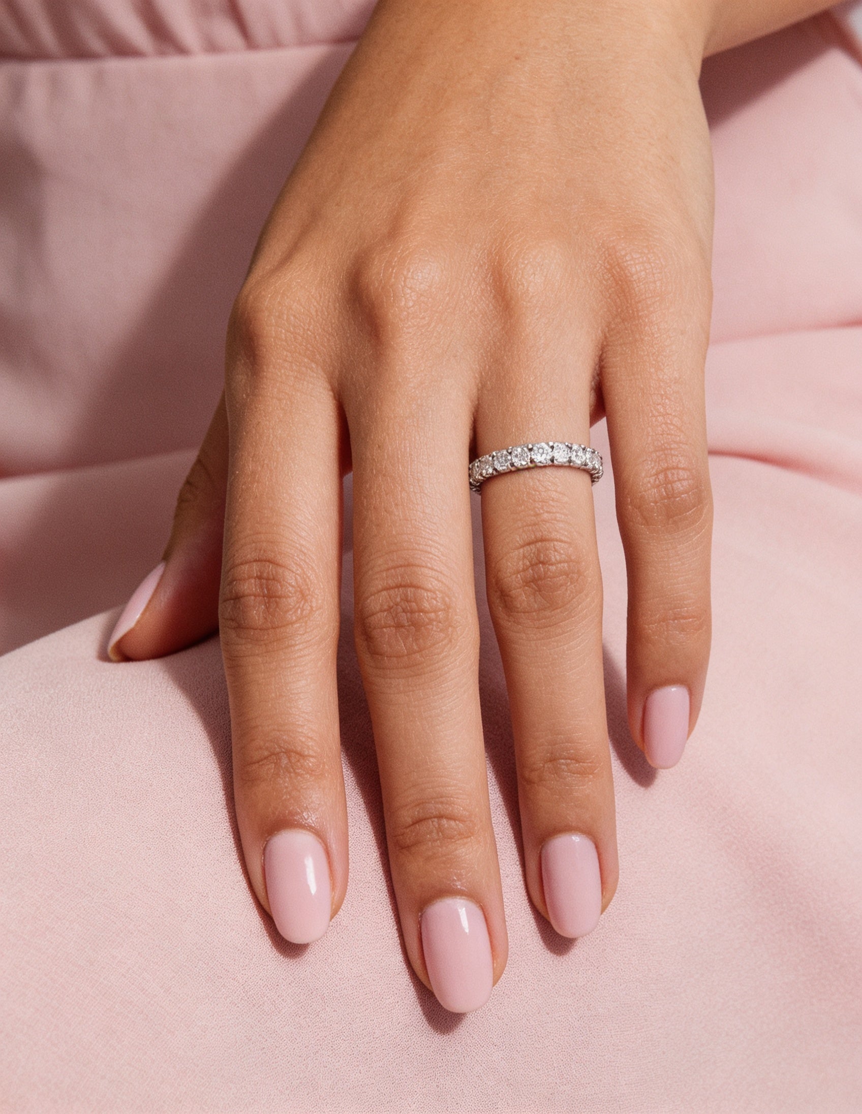 Anel Aliança Cravejada 3mm Moissanite